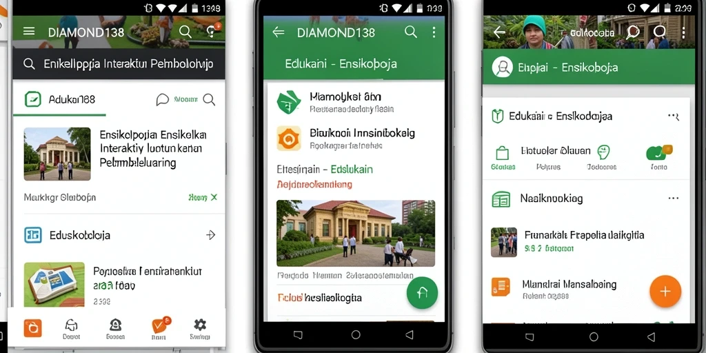 Tampilan antarmuka aplikasi Ensiklopedia DIAMOND138 yang menarik.