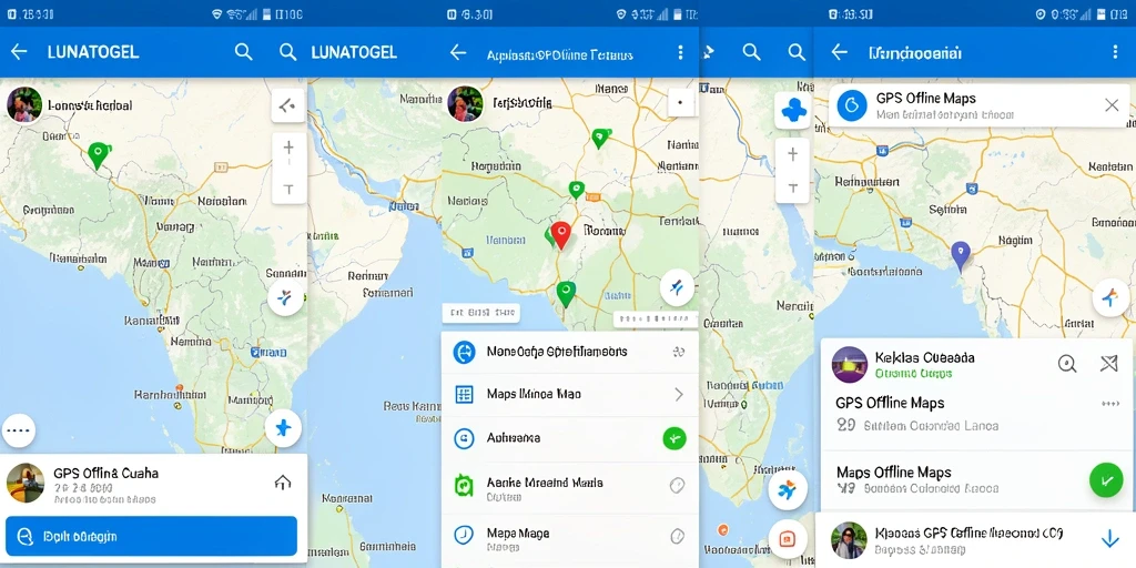 Antarmuka LUNATOGEL dengan fungsi GPS Offline Maps yang jelas dan efektif.