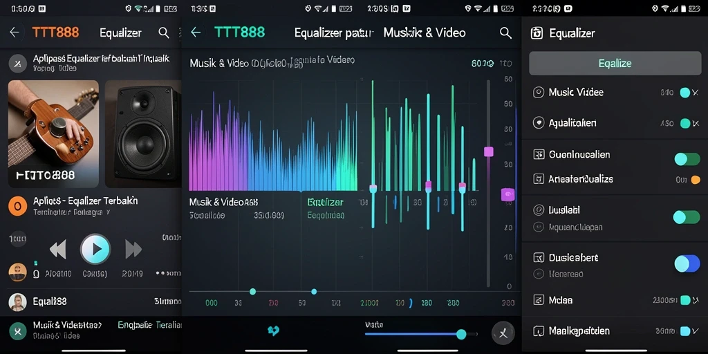 Antarmuka aplikasi TTT888 dengan fitur Equalizer yang lengkap.