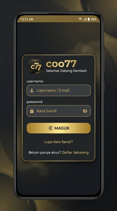 Tampilan halaman login coo77