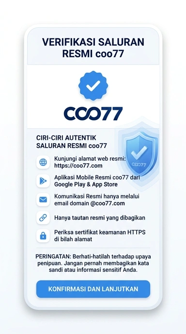Tampilan kanal resmi coo77